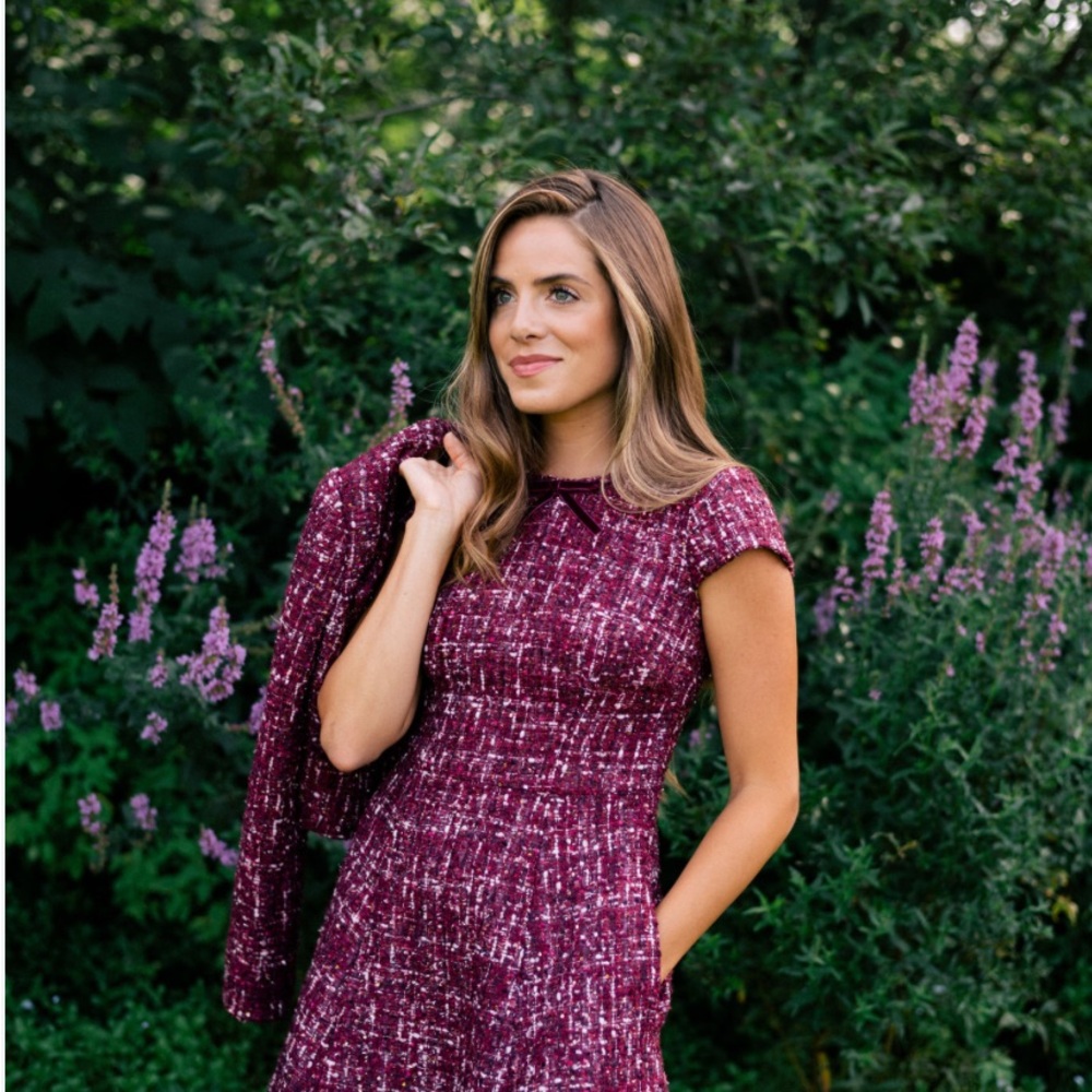 Elegant Purple Tweed Dress